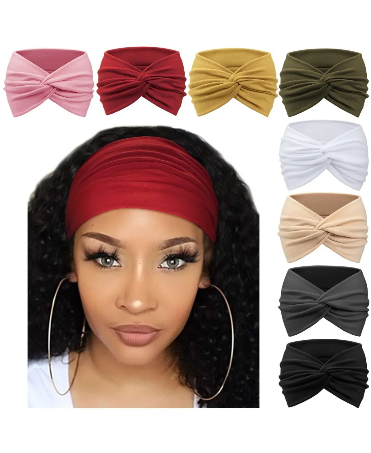 Knotted Criss-Cross Elastic Headbands, 8-Piece Set by Sportneer