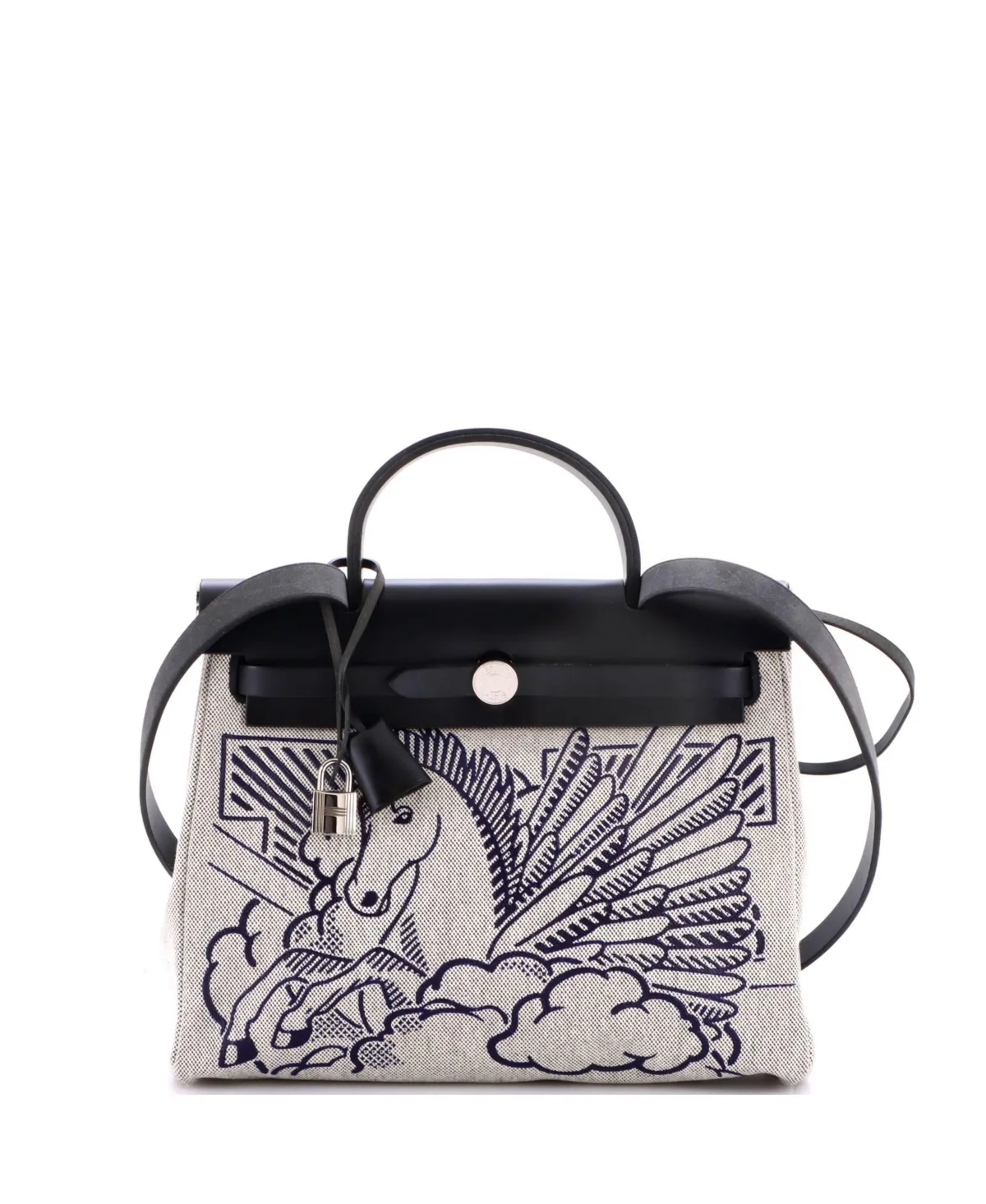 Pre-Owned Hermes 31 Herbag Zip Pegase Pop Toile and Leather by Hermes