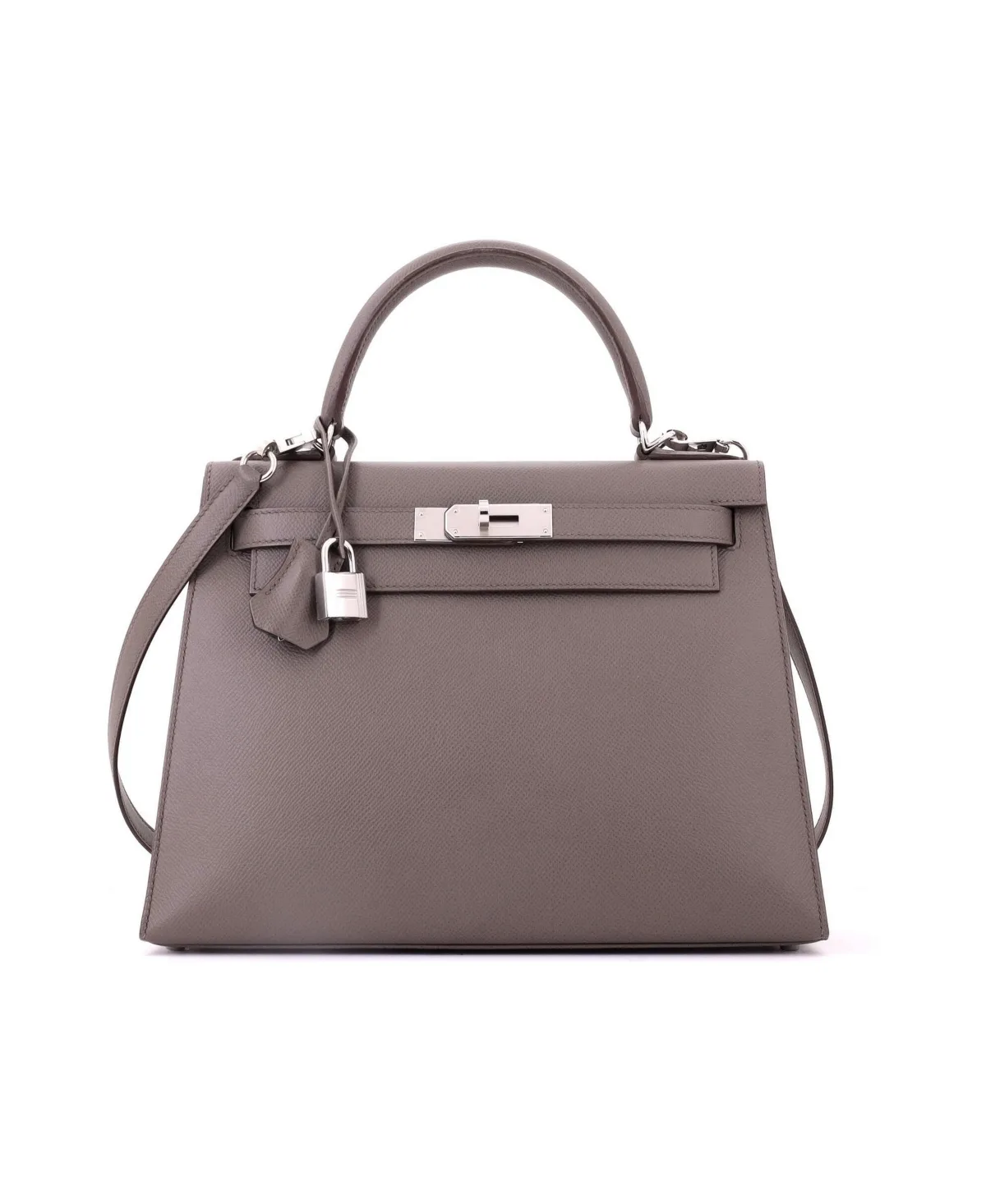 Pre-Owned Hermes Kelly 28 Handbag Grey Epsom with Palladium Hardware