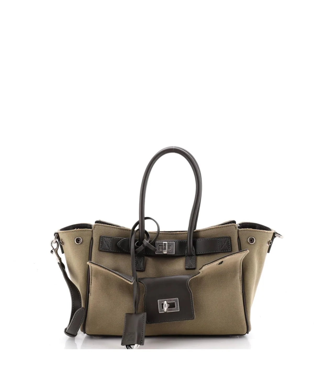Pre-Owned Balenciaga Mini Bel Air Carry All Bag Canvas with Leather by Balenciaga