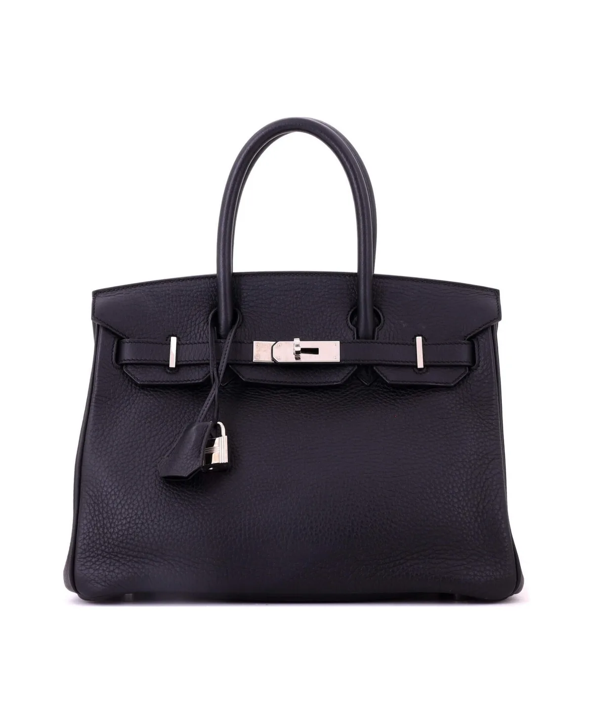 Pre-Owned Hermes Birkin 30 Handbag Black Clemence with Palladium Hardware