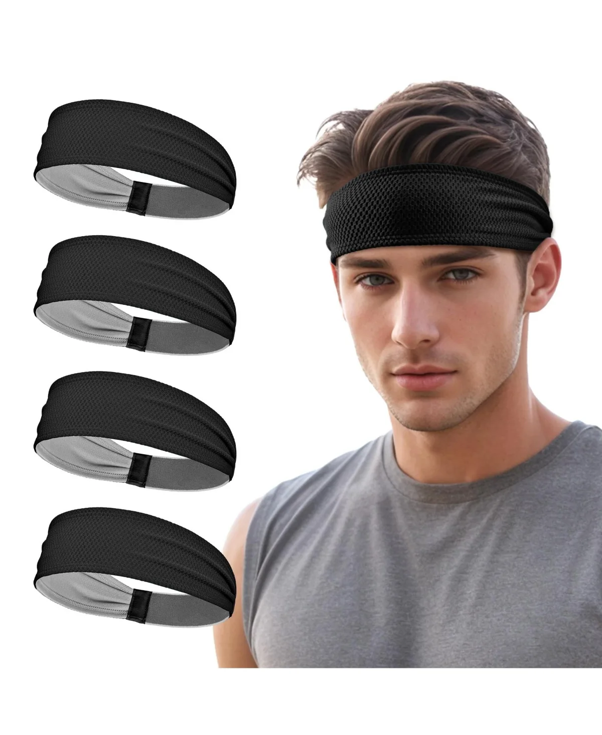 Sports Headbands Wicking Non Slip Breathable Elastic Workout Bands for Running Yoga Tennis Fitness by Sportneer