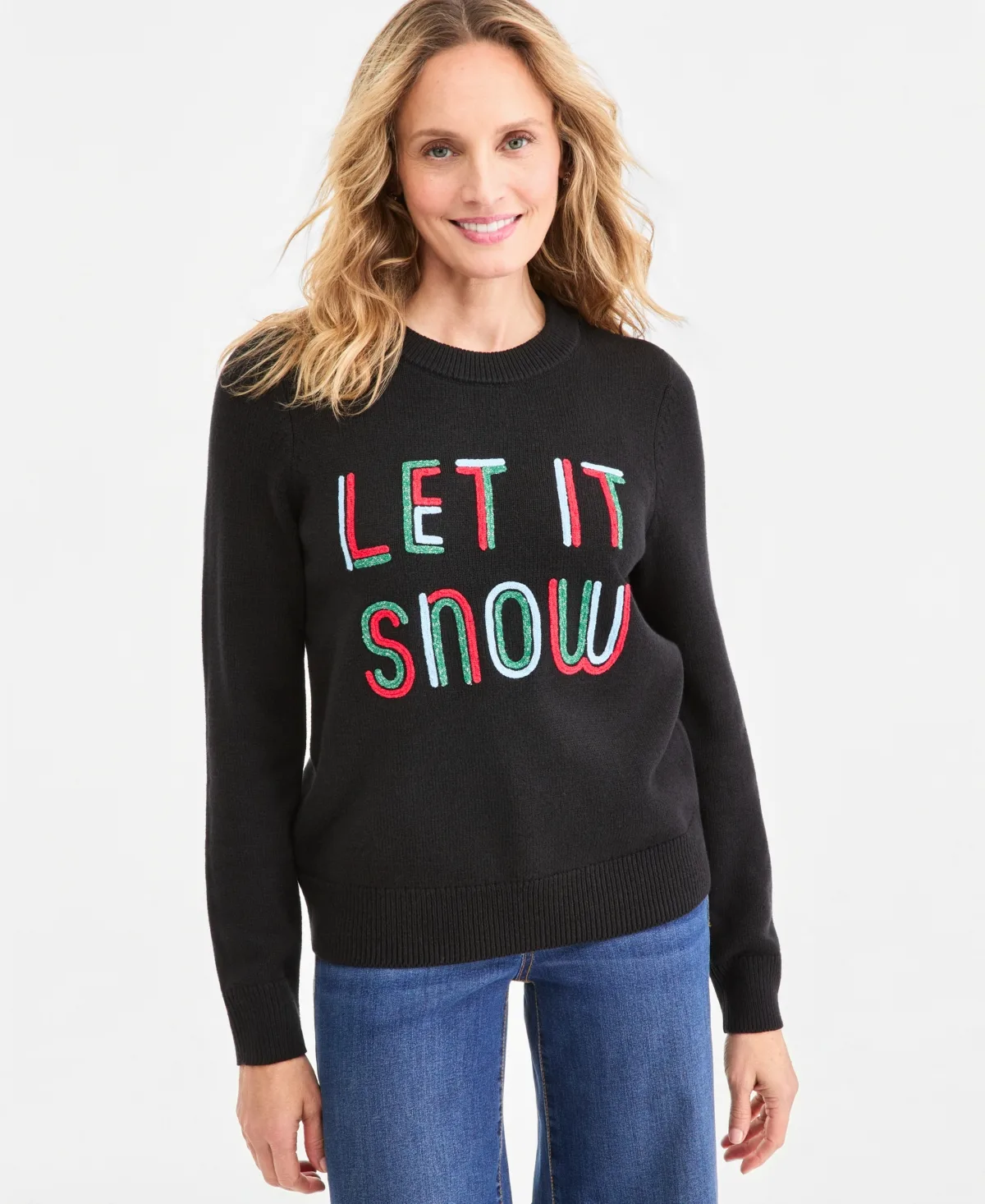 Holiday Crewneck Long-Sleeve Sweater