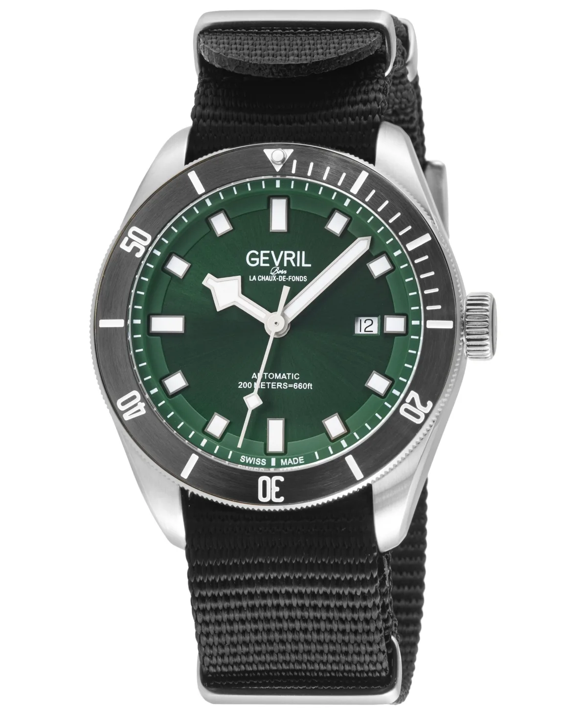Swiss Automatic Yorkville Black Nylon Strap Watch, 43mm by Gevril