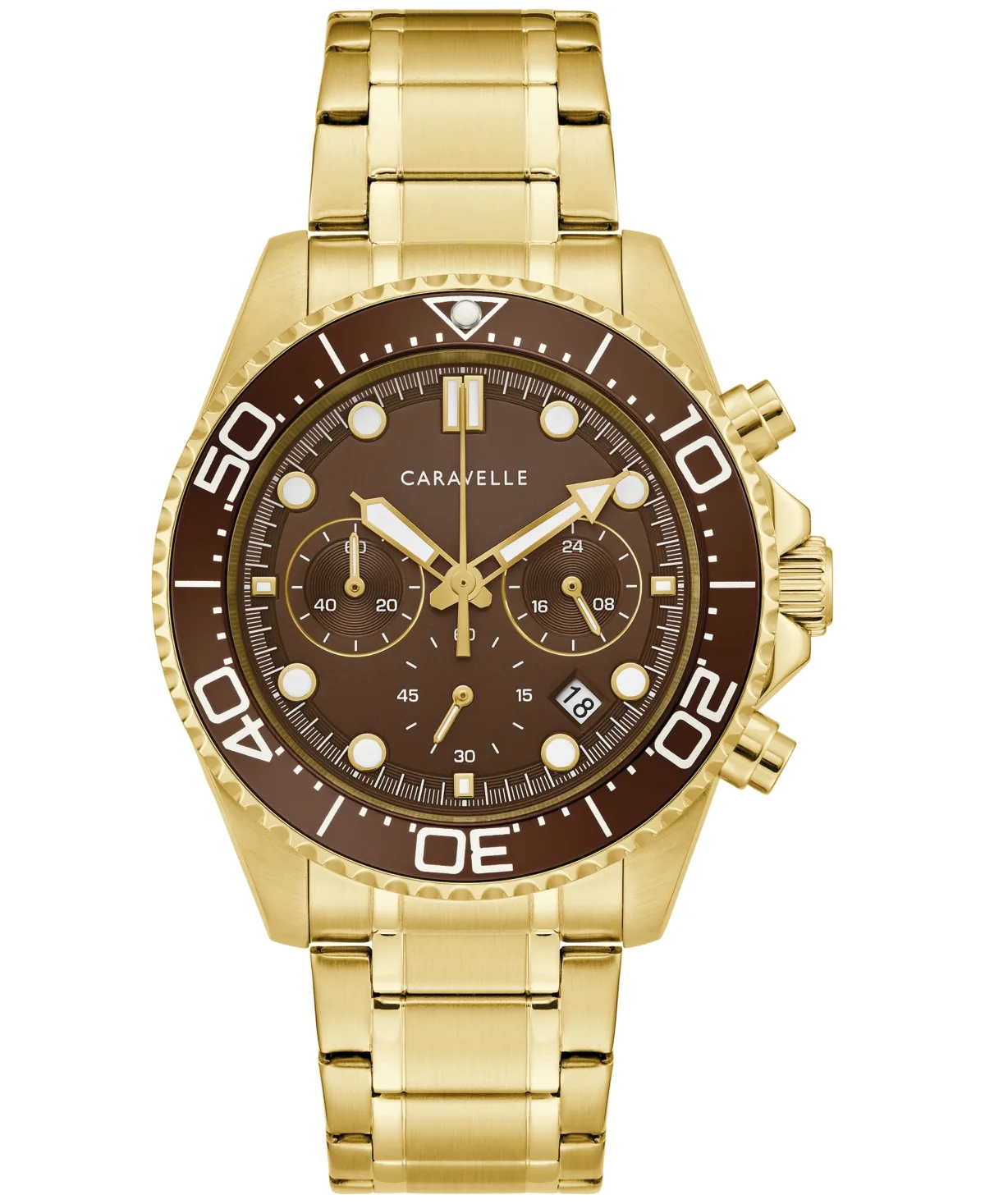 Aqualuxx Chronograph Quartz Gold-Tone Stainless Steel Bracelet Watch 40mm by Caravelle
