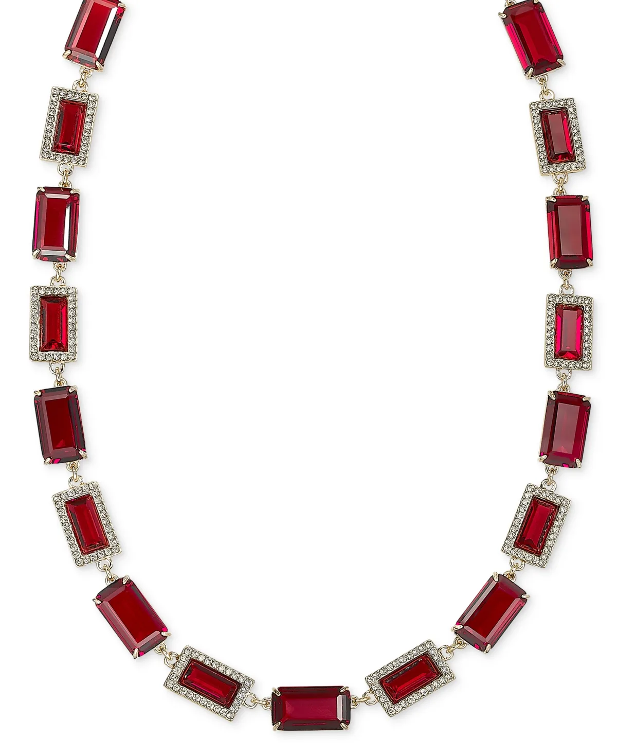 Lauren Ralph Lauren Gold-Tone Crystal Baguette Collar Necklace, 17"