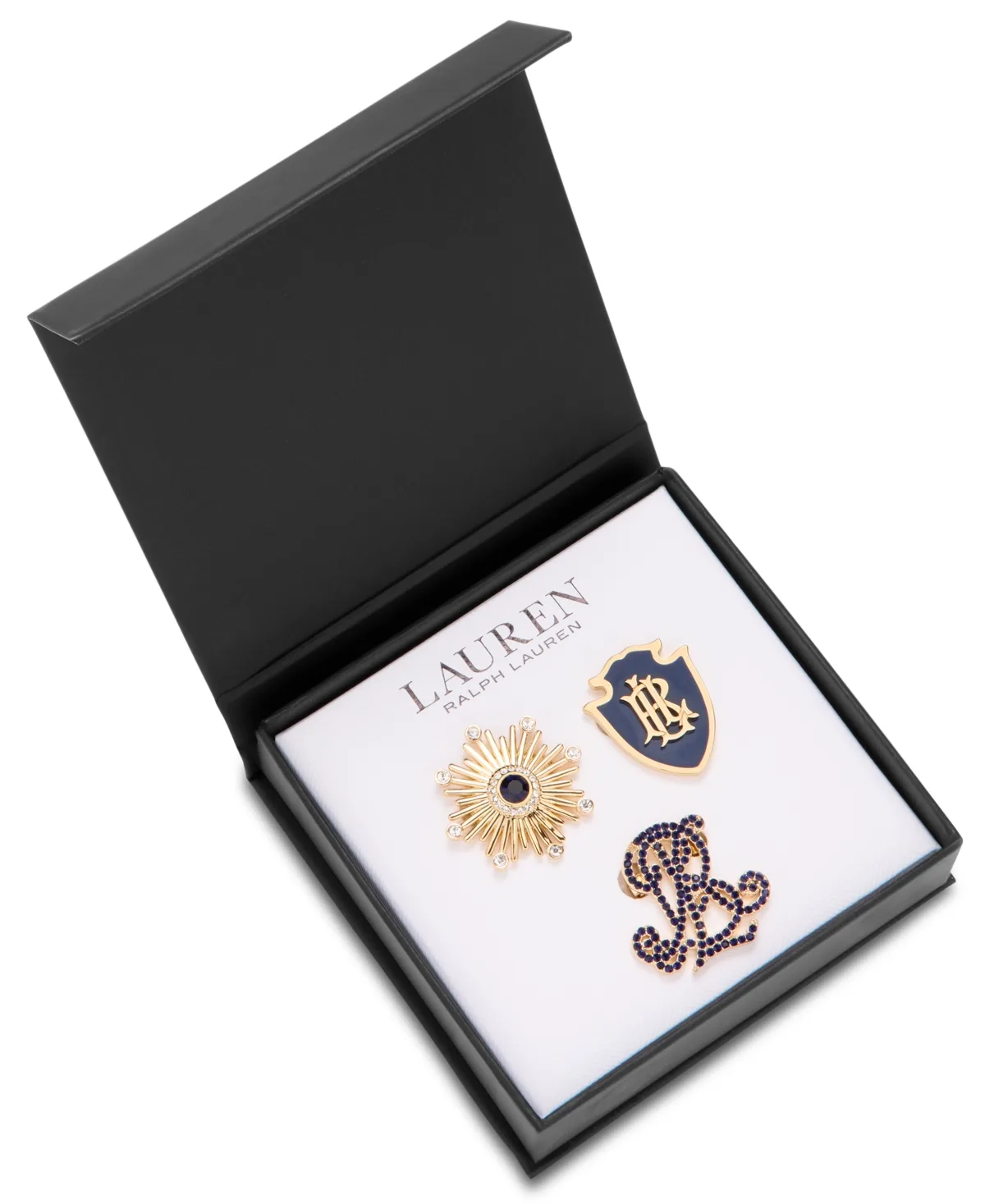Lauren Ralph Lauren Crystal Gold-Tone Royal Pave Trio Brooch by Ralph Lauren