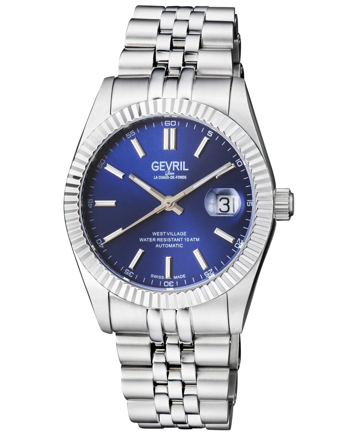 Swiss Automatic West Village Silver Stainless Steel Bracelet Watch, 40mm by Gevril