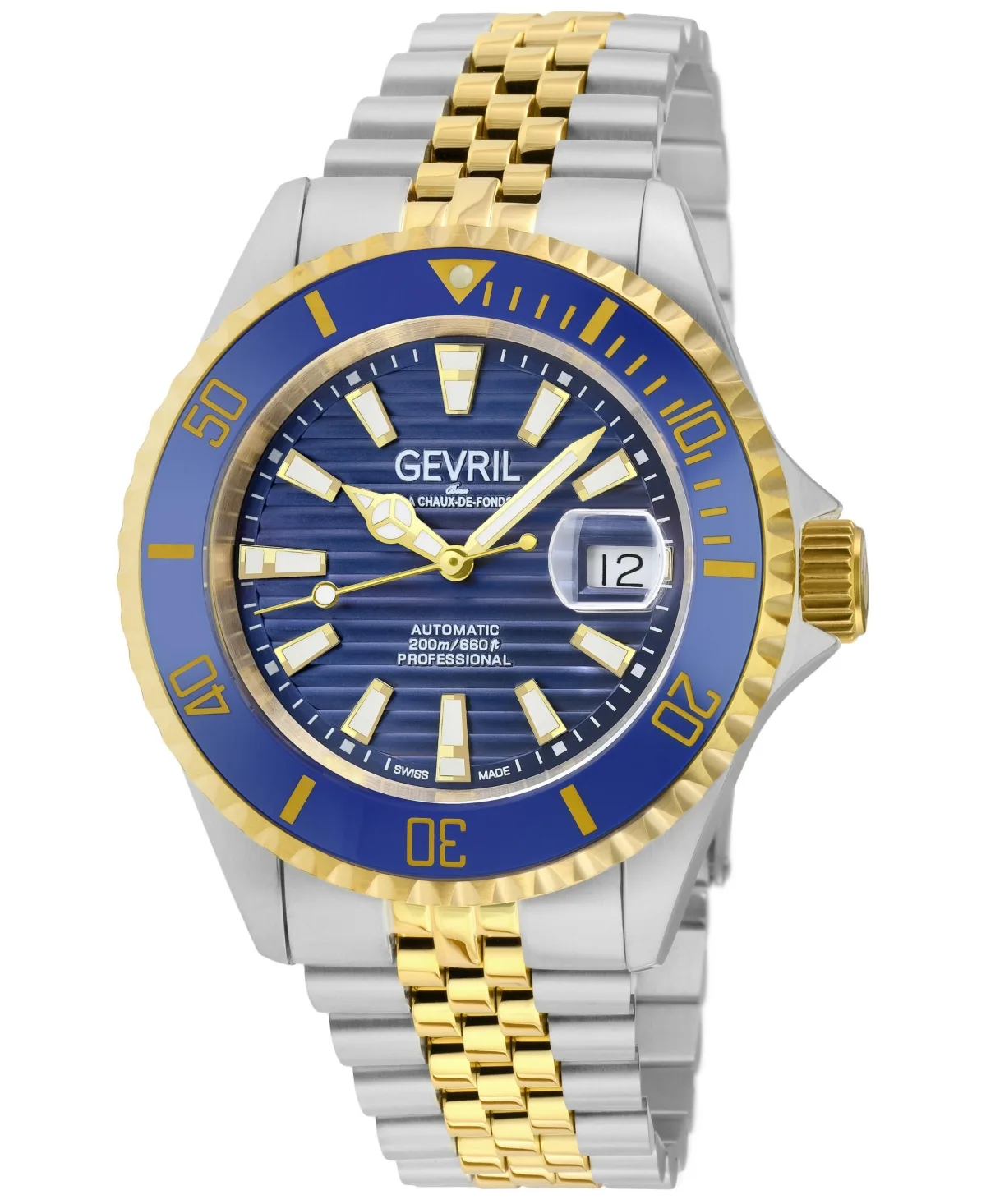 Gevril Chambers Swiss Automatic Two-Tone SS/GT 316L Stainless Steel Bracelet Watch by Gevril