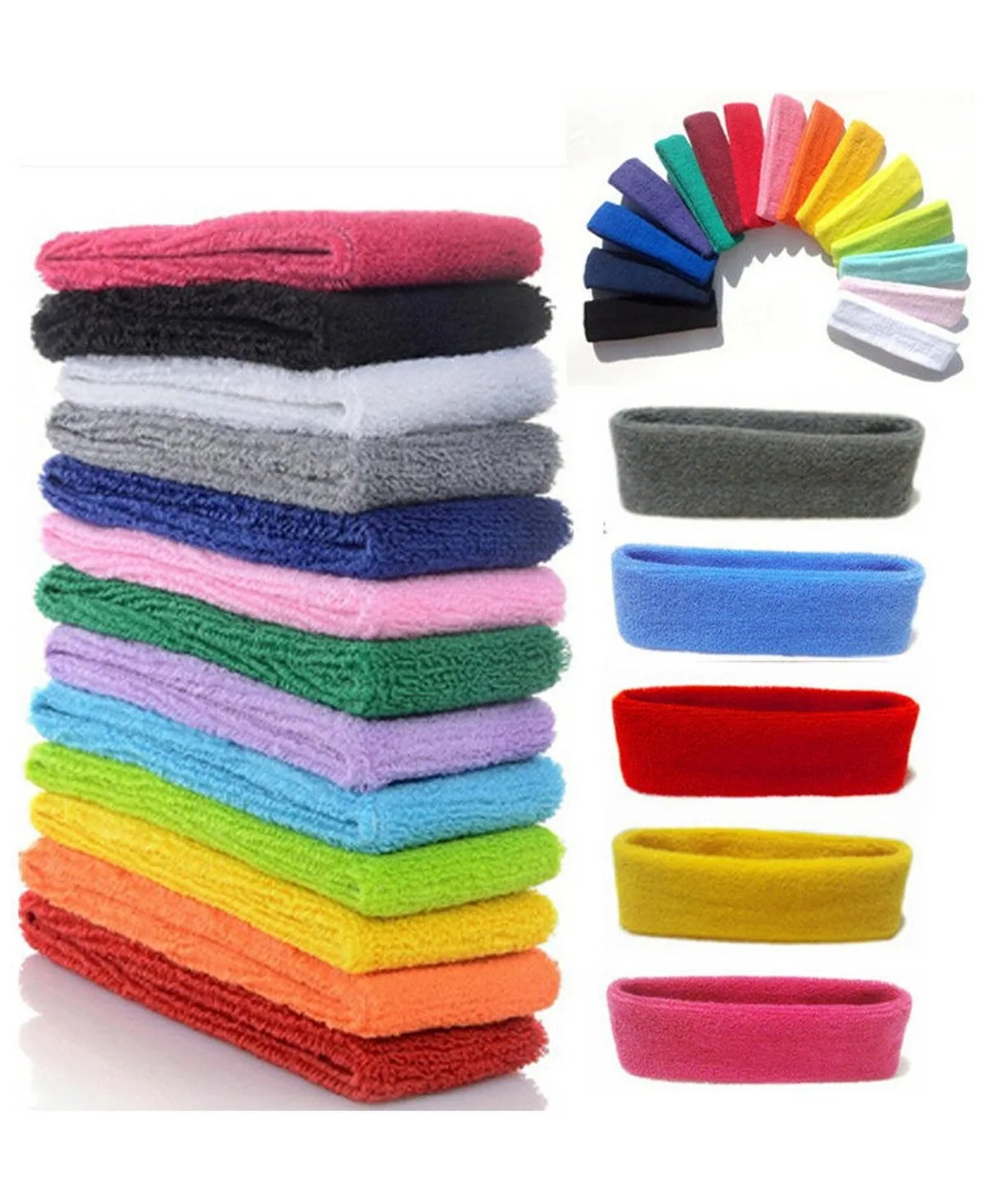 12 Pack Cotton Stretchy Athletic Headbands for Sports Yoga Fashion by Furlihong
