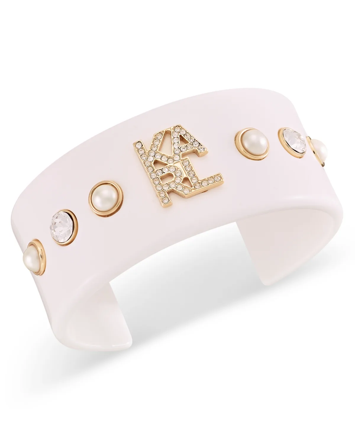 Karl Lagerfeld Paris Faux Pearl and Glass Logo Bracelet by Karl Lagerfeld