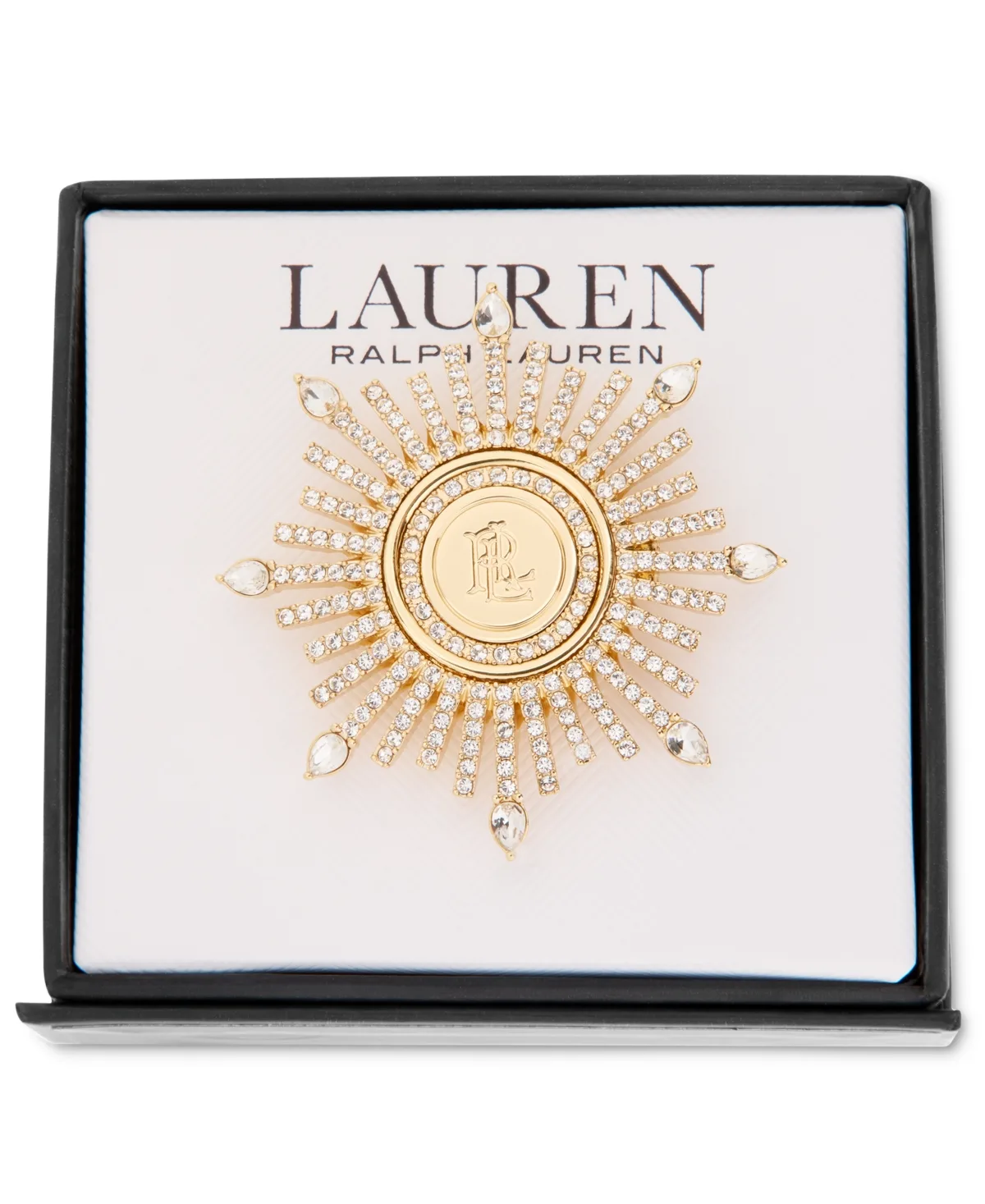 Lauren Ralph Lauren Glass Gold-Tone Crest Burst Pin by Ralph Lauren
