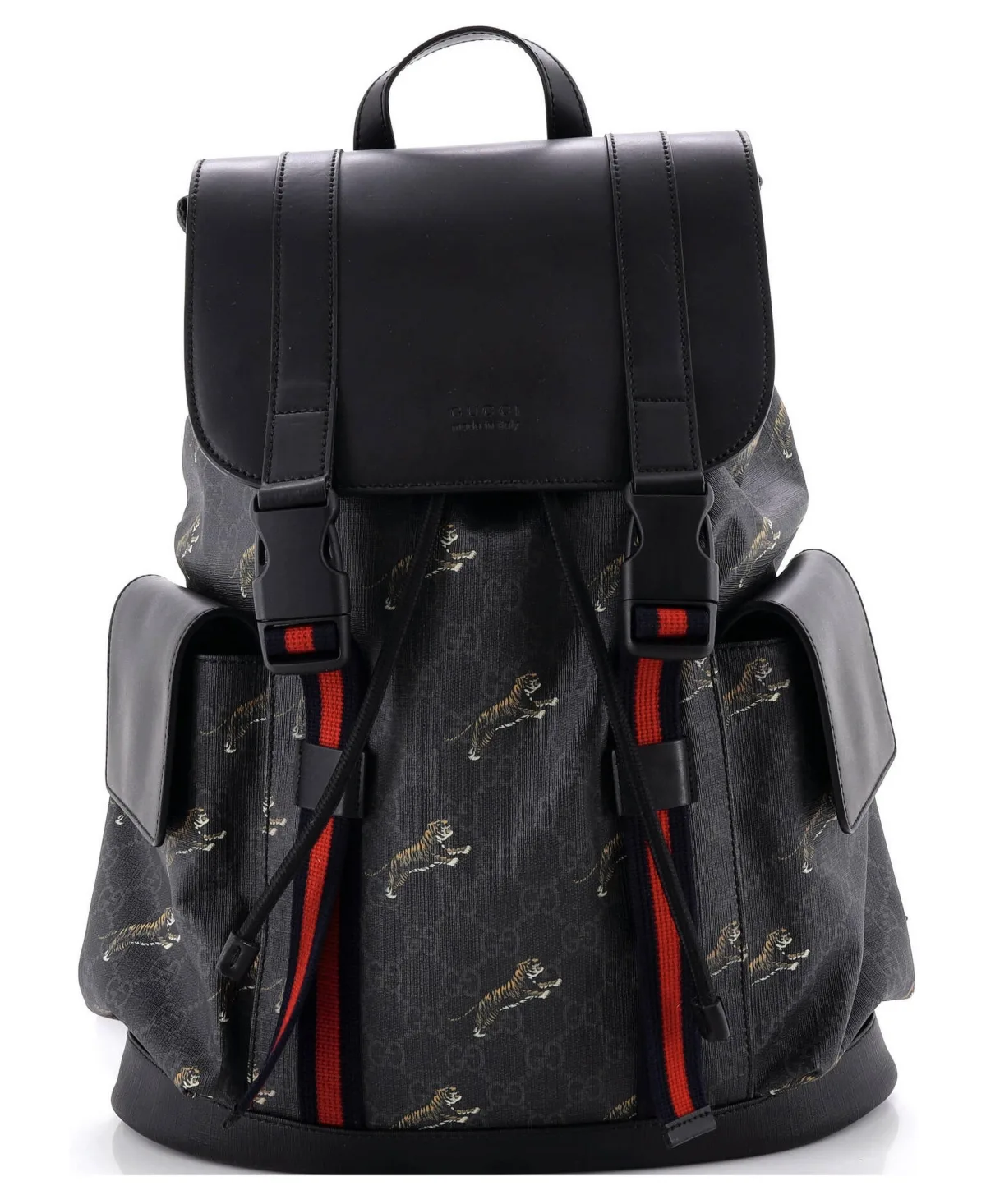 Pre-Owned Gucci Large Double Pocket Buckle Backpack Printed Gg Coated Canvas by Gucci