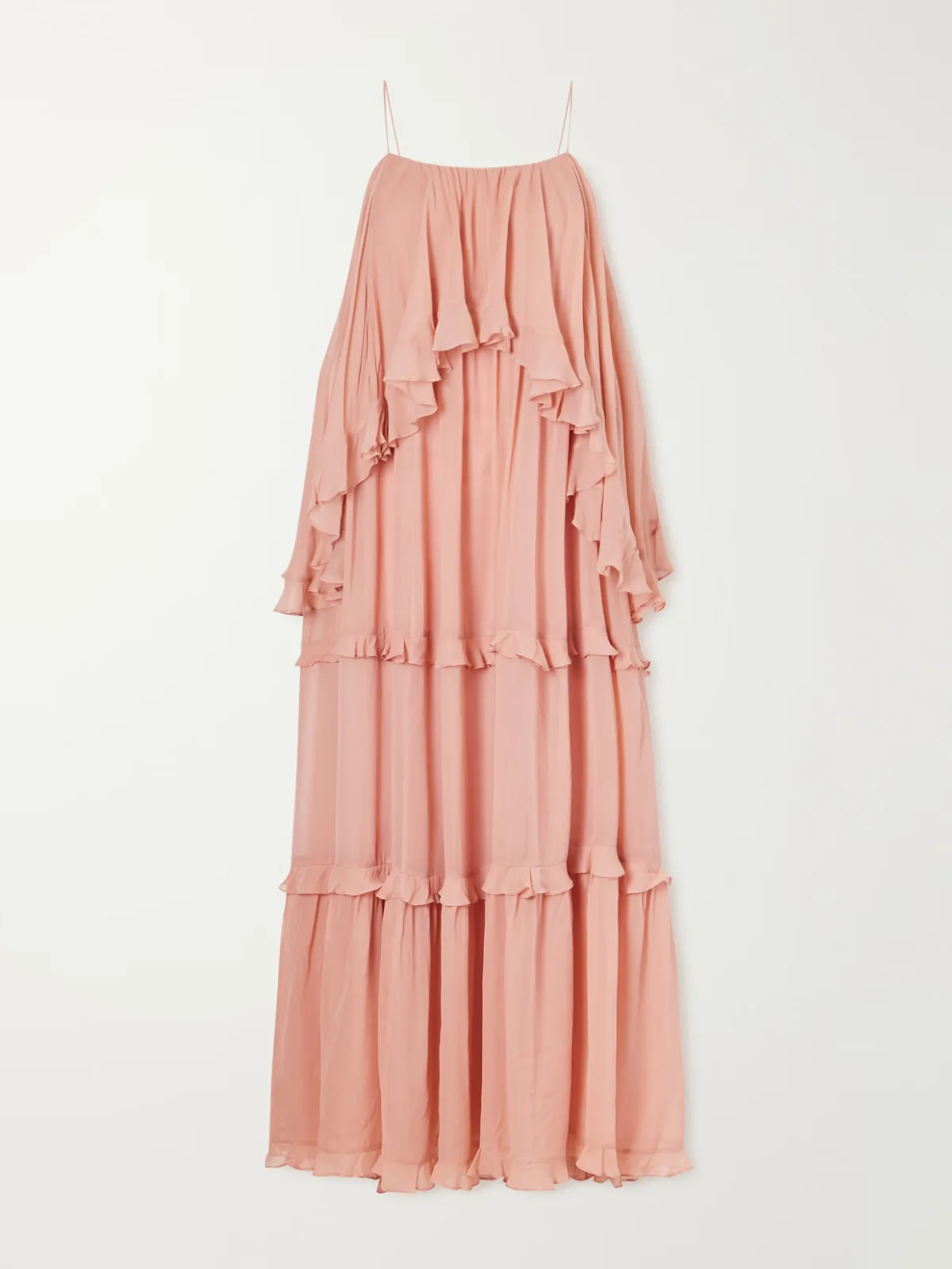 - Ruffled Chiffon Maxi Dress -