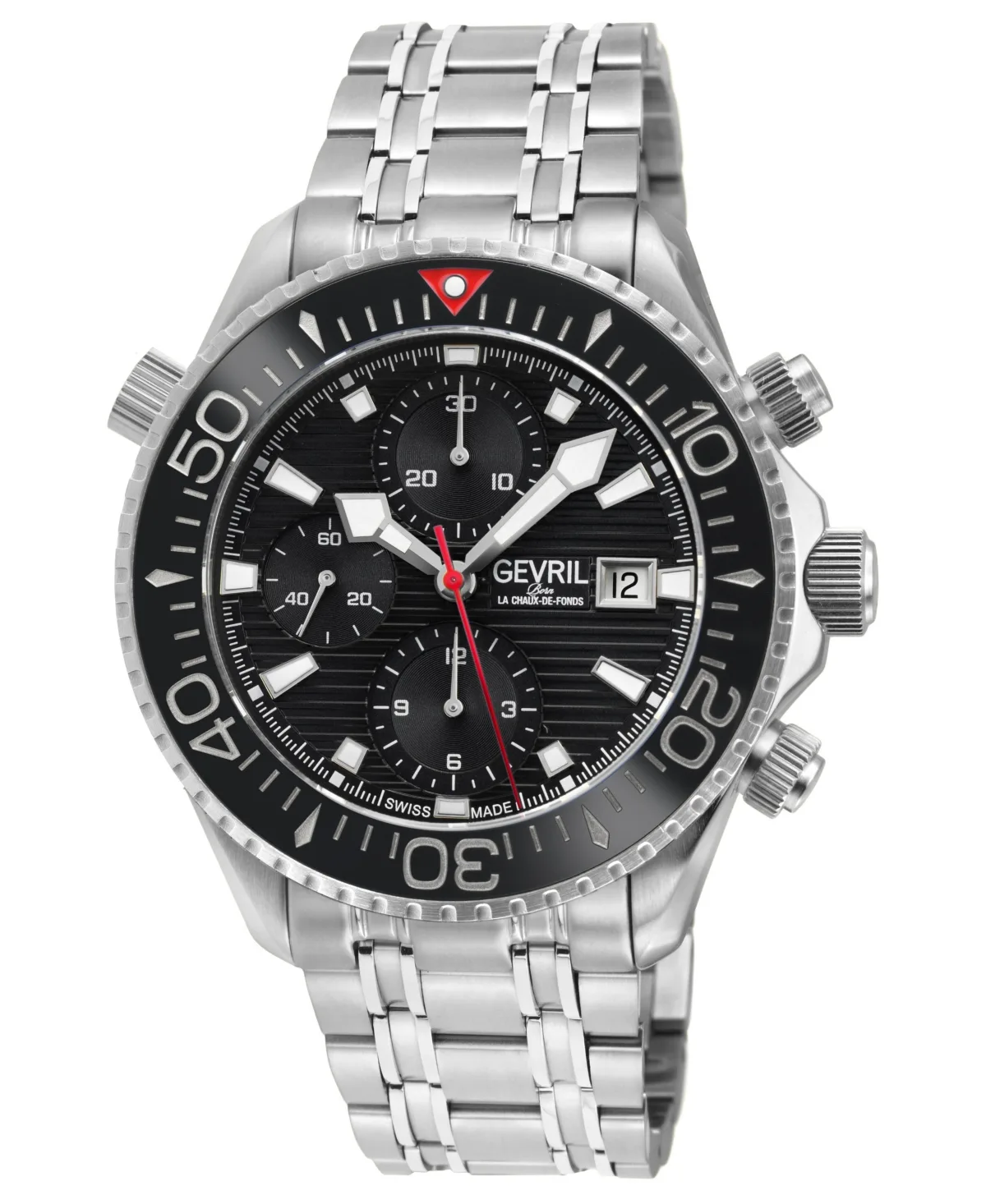 Gevril Swiss Automatic Hudson Yards Chronograph Silver Stainless Steel Bracelet Watch, 43mm by Gevril