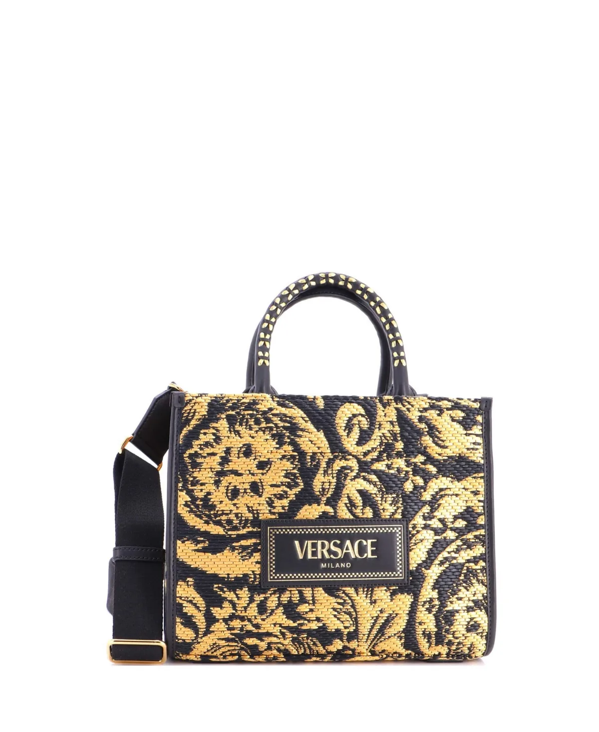 Pre-Owned Versace Small Athena Tote Barocco Raffia by Versace