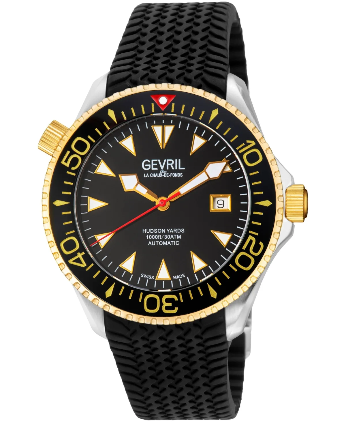 Gevril Swiss Automatic Hudson Yards Water-Resistant Rubber Strap Watch, 43mm by Gevril