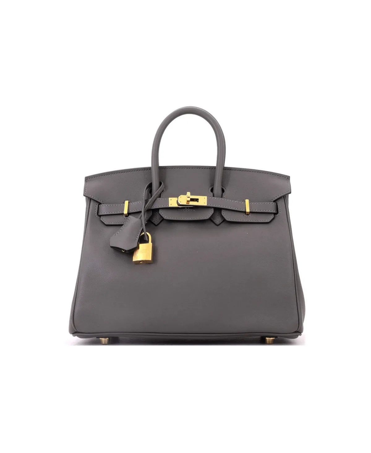 Pre-Owned Hermes Birkin 25 Handbag Grey Swift with Gold Hardware by Hermes