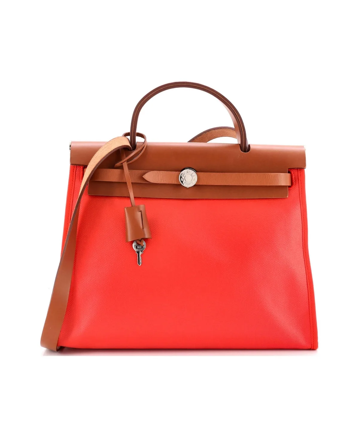 Pre-Owned Hermes 31 Herbag Zip Berline Vache Canvas and Leather