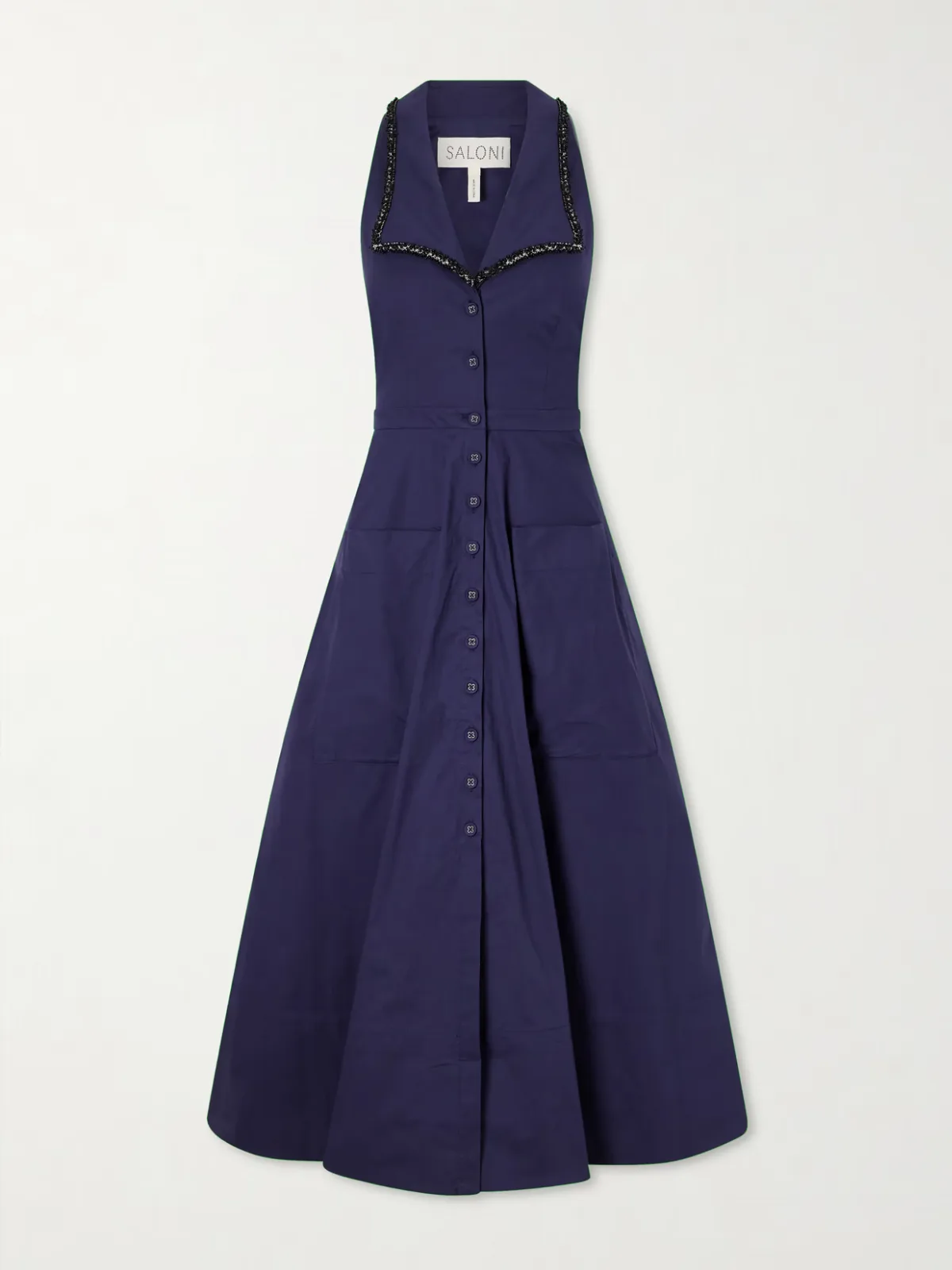 - Jessica Crystal-embellished Cotton-blend Poplin Midi Dress -