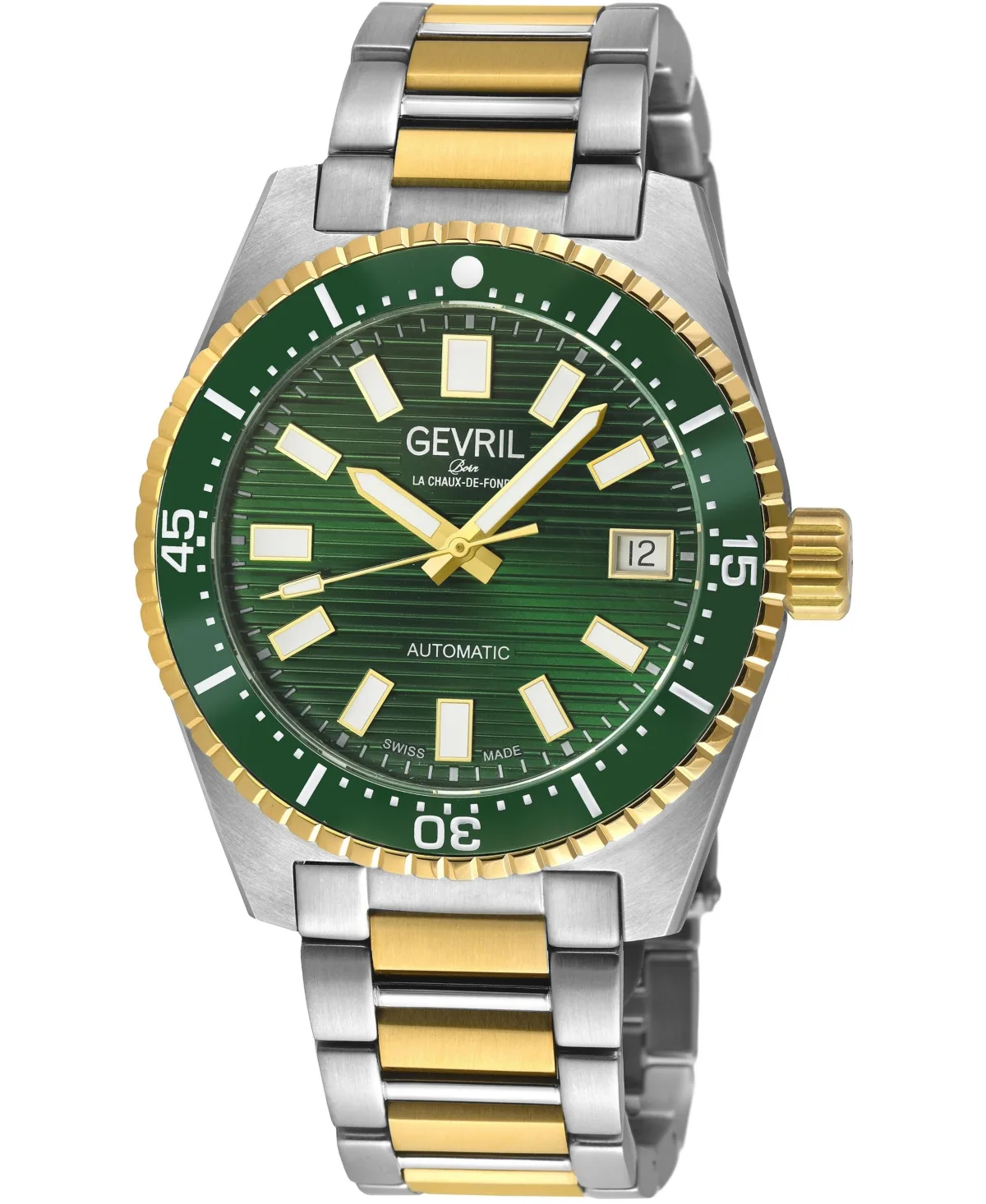 Atlantic Avenue Swiss Automatic Two Toned Ss Ipyg 316L Stainless Steel Bracelet Watch by Gevril