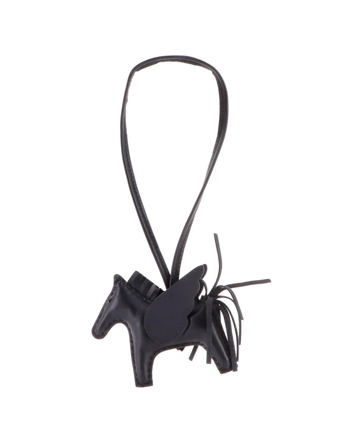 Pre-Owned Pm So Black Pegase Rodeo Bag Charm Leather by Hermes