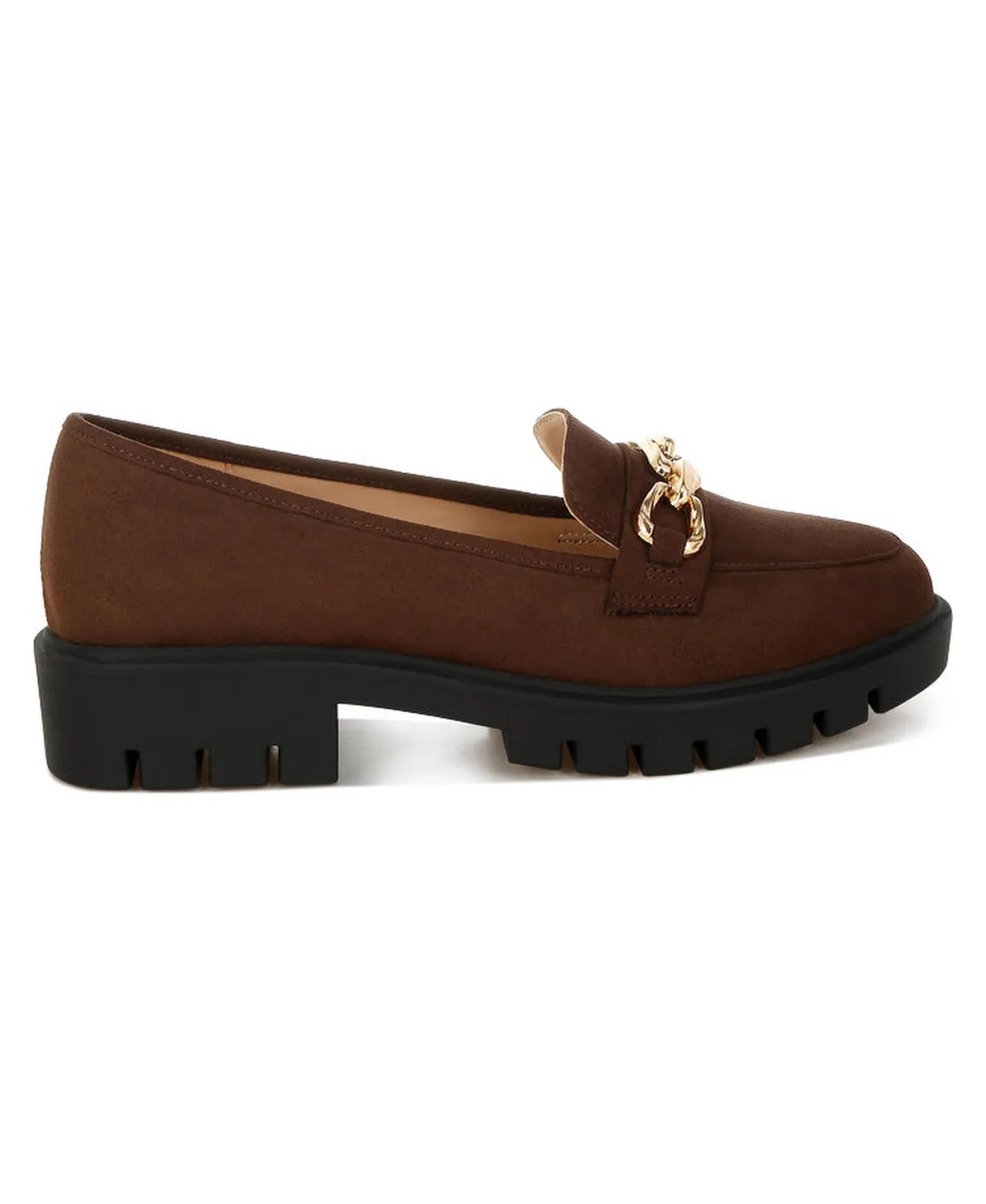Jacop Micro Suede Metal Chain Link Loafers by London Rag