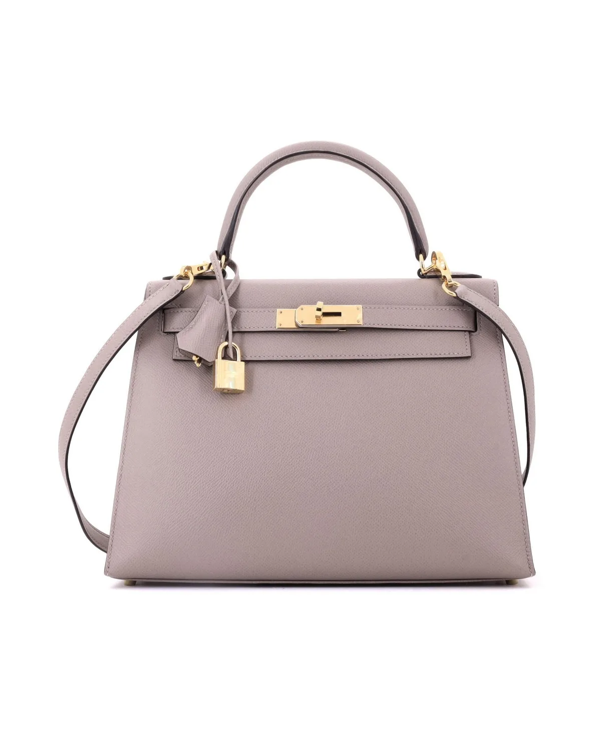 Pre-Owned Kelly 28 Handbag Grey Epsom with Gold Hardware