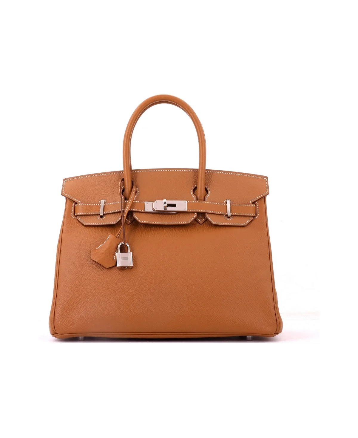 Pre-Owned Birkin 30 Handbag Brown Epsom with Palladium Hardware by Hermes