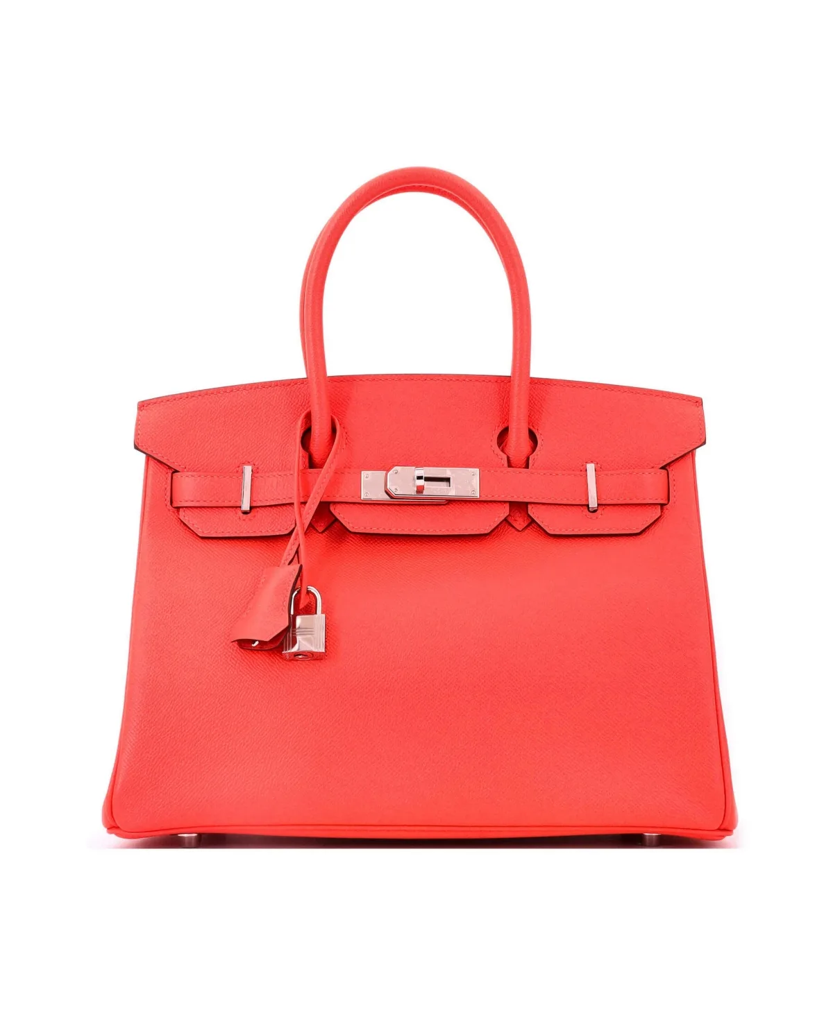 Pre-Owned Birkin 30 Handbag Red Epsom with Palladium Hardware by Hermes