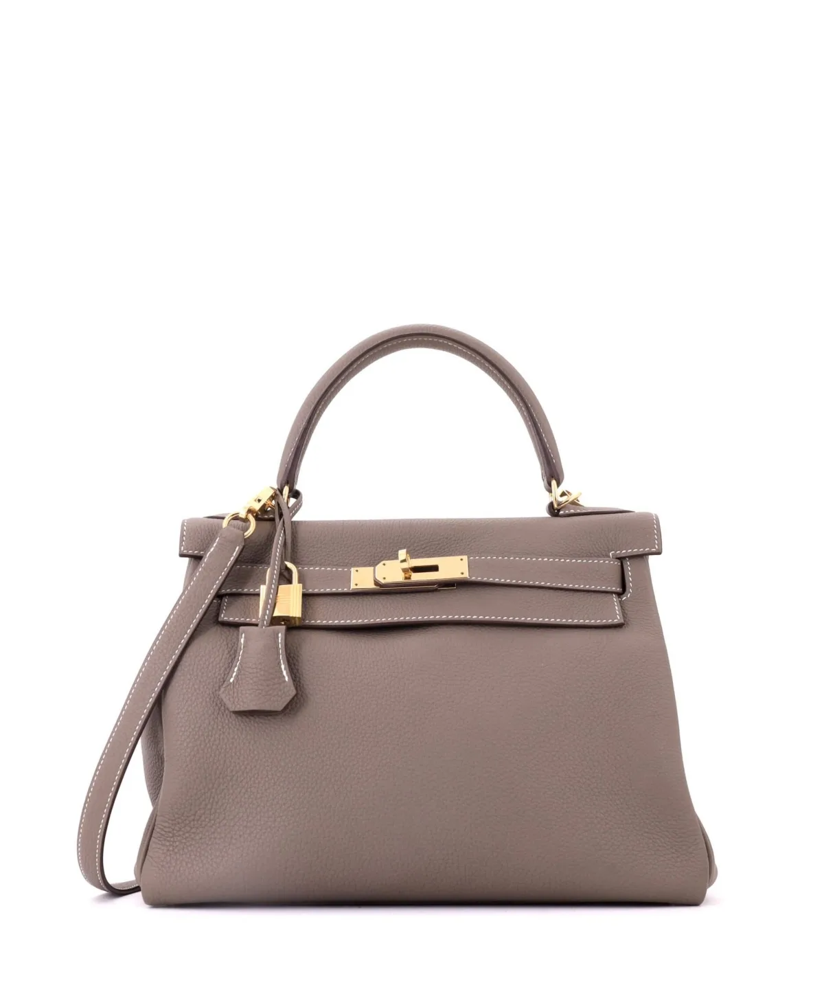 Pre-Owned Kelly 28 Handbag Grey Togo with Gold Hardware