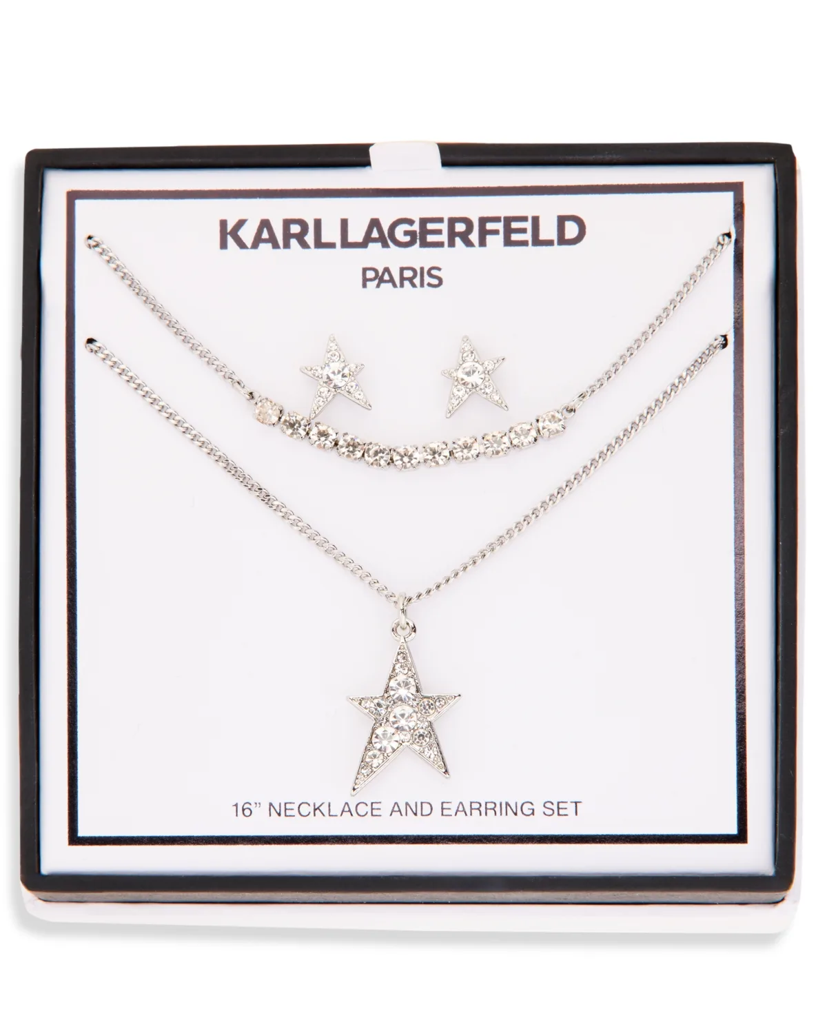 Paris Silver-Tone Glass Crystal Star Necklace and Earring Set by Karl Lagerfeld