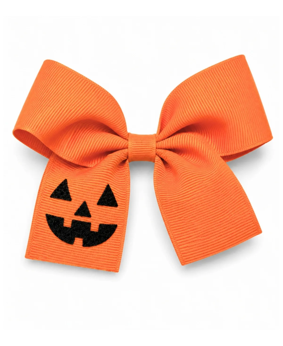 Jack-o-Lantern Glitter Grosgrain Hair Bow by Bits & Bows