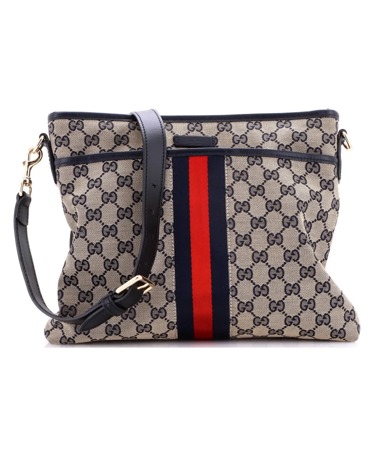 Pre-Owned Gucci Small Front Pocket Web Messenger Gg Canvas