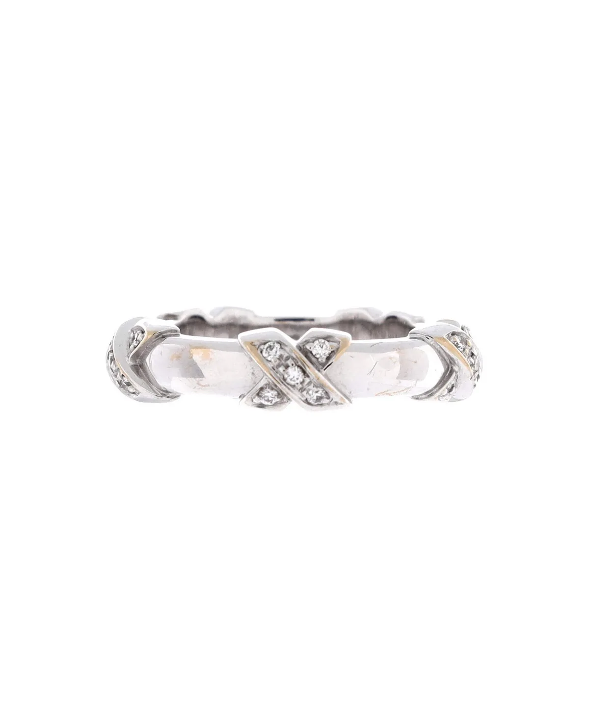 Pre-Owned Tiffany & Co Signature x Band Ring - 18k White Gold by Tiffany & Co.