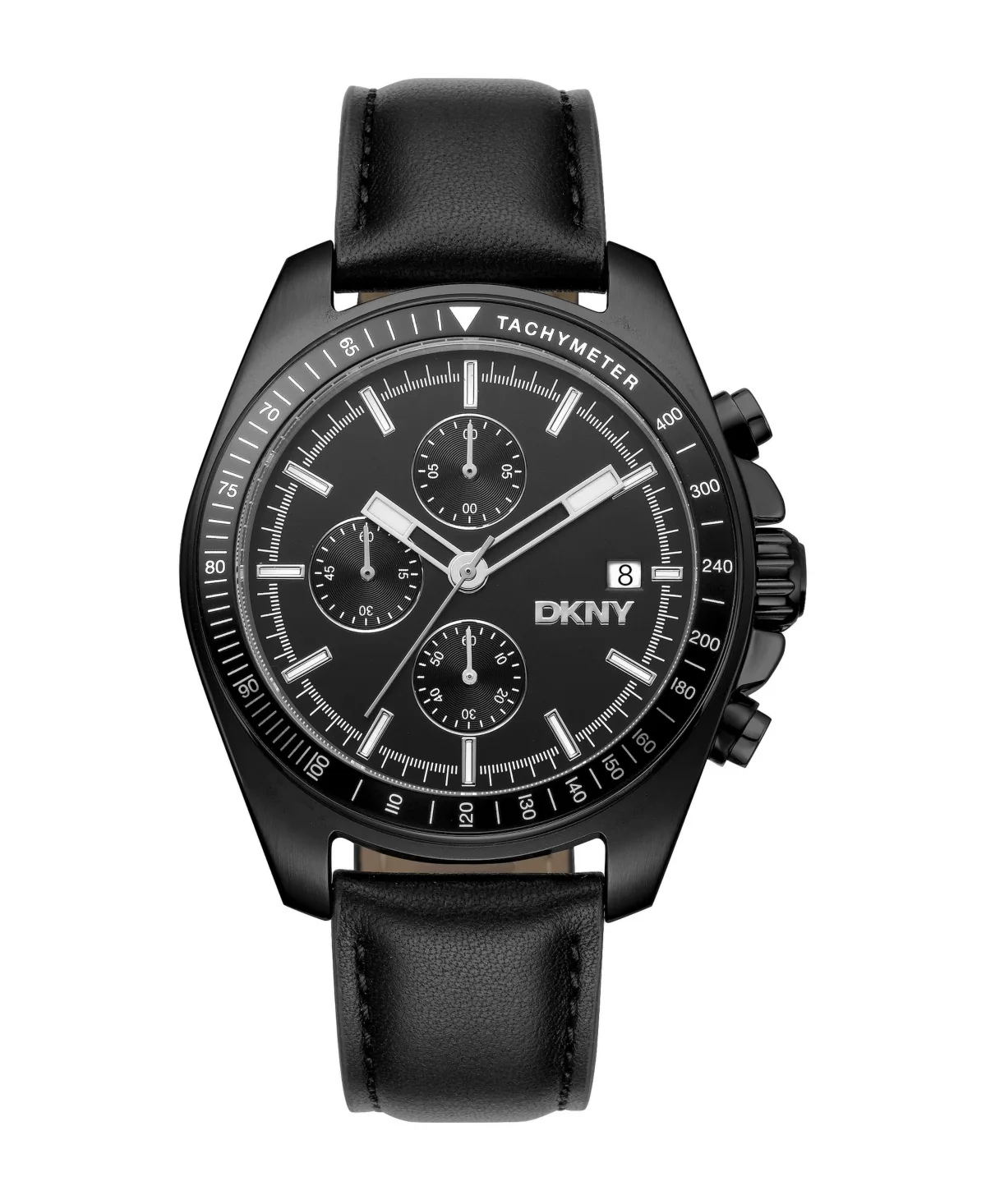 Quartz Chronograph Stainless Steel Leather Strap Watch, 42mm by DKNY