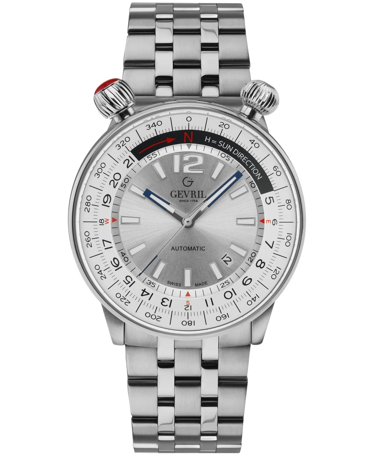 Wallabout Swiss Automatic Stainless Steel Bracelet Watch, 44mm by Gevril