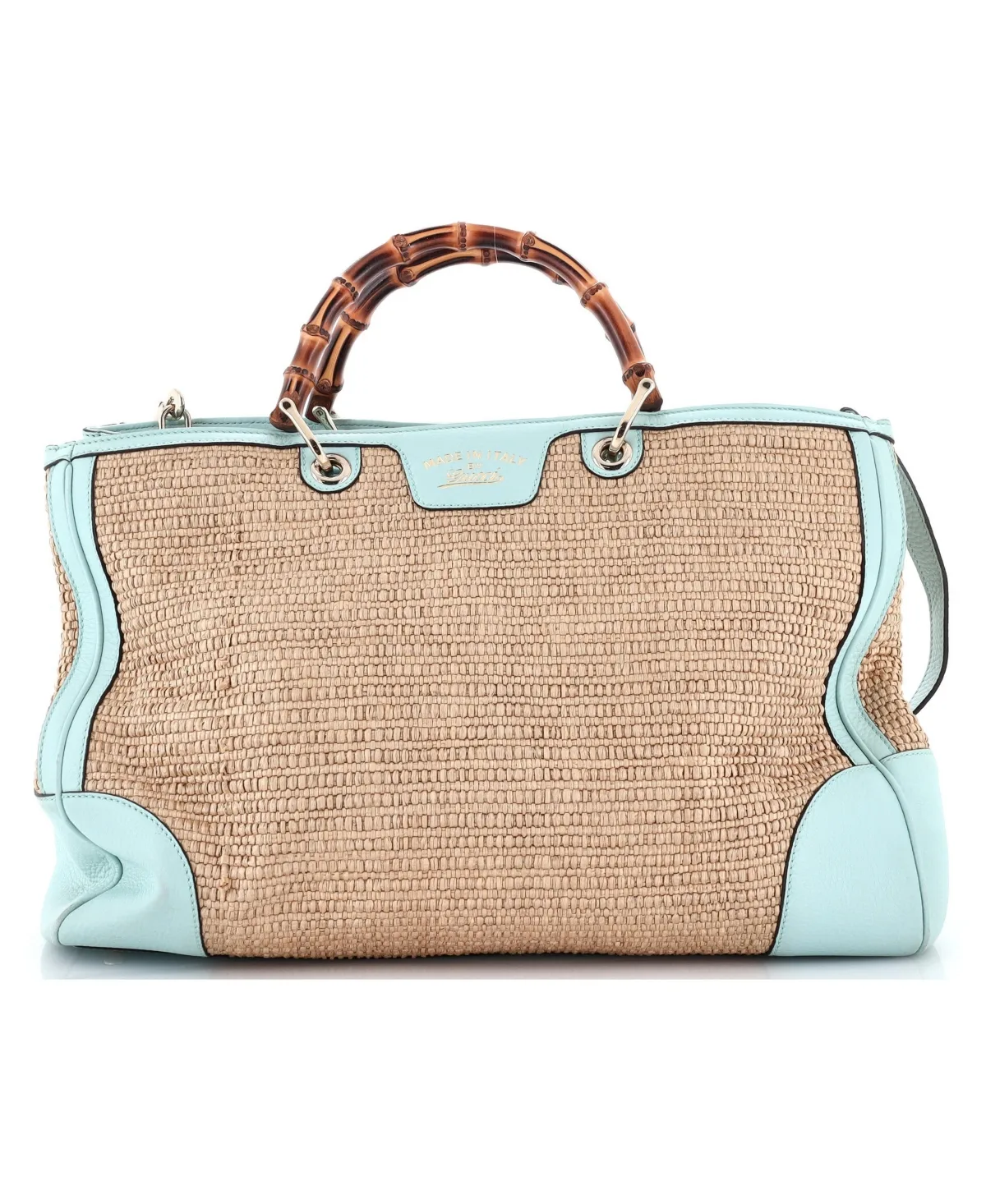 Pre-Owned Gucci Large Bamboo Shopper Tote Straw by Gucci