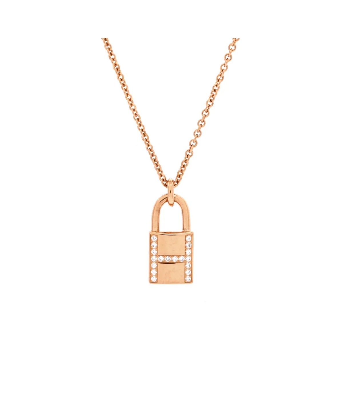 Pre-Owned Hermes Amulettes Cadenas Pendant Necklace - 18k Rose Gold by Hermes