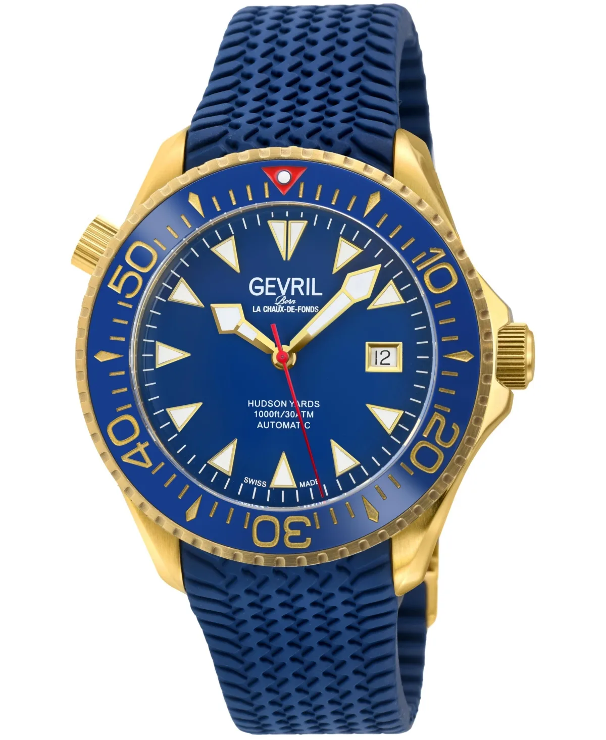 Swiss Automatic Hudson Yards Sapphire Crystal Water-Resistant Rubber Strap Watch, 43mm by Gevril