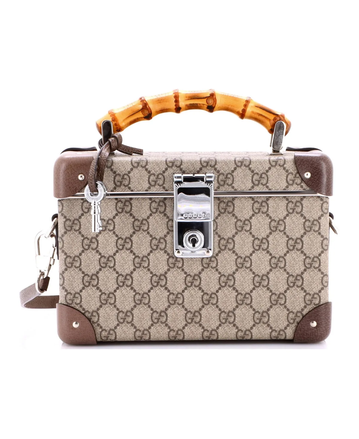 Pre-Owned Gucci Bamboo Globe-Trotter Vanity Case Gg Coated Canvas by Gucci