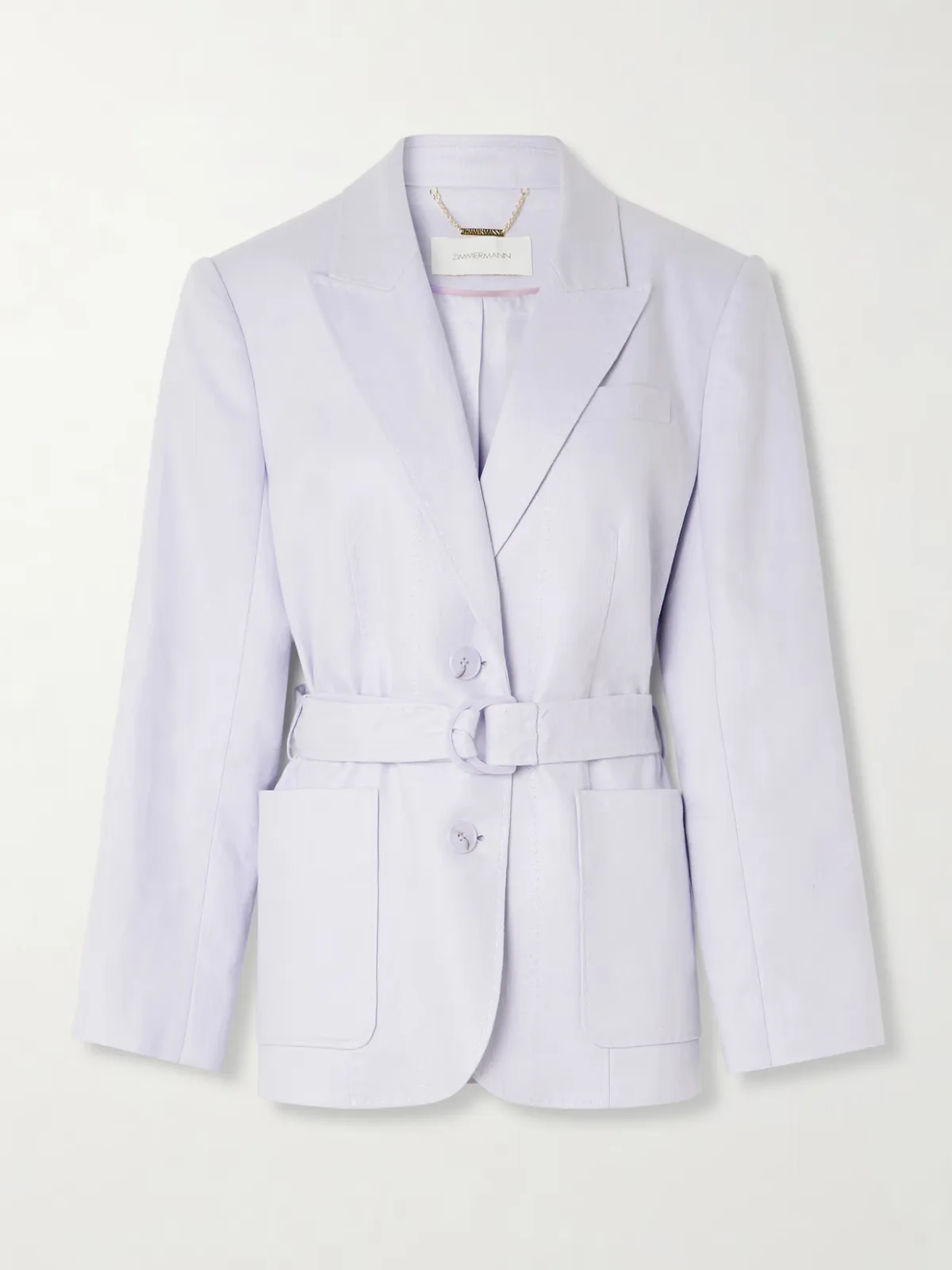 - Luna Belted Topstitched Linen Blazer -
