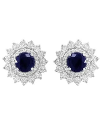 Diamond Sapphire Pendant Earrings in 14k White Gold by Effy Collection