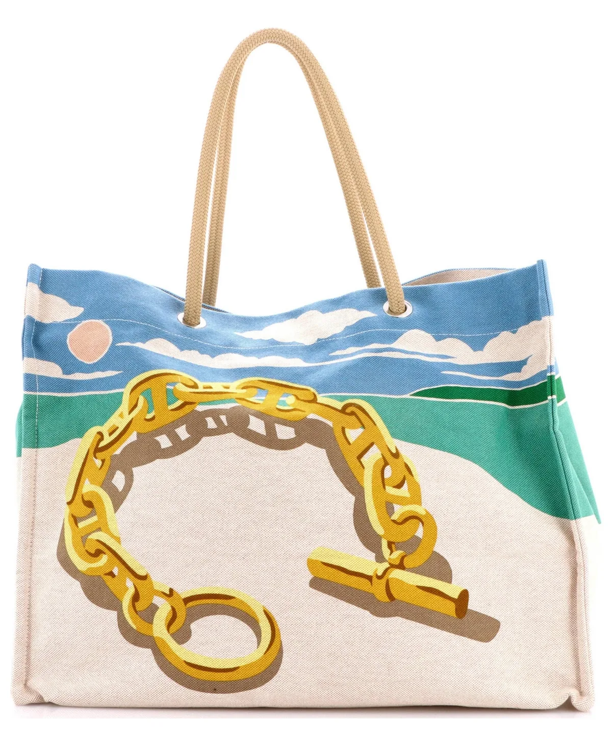 Pre-Owned Hermes Beach Bag Printed Canvas by Hermes