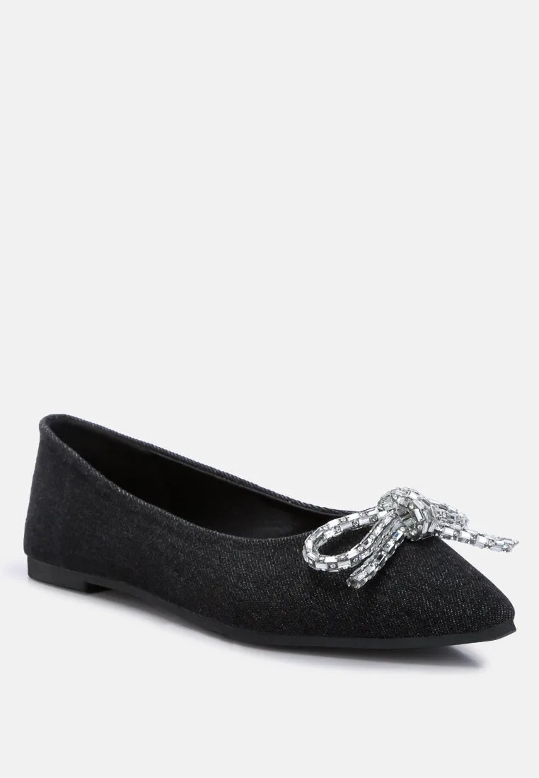 Ellerby Embellished Bow Detail Ballet Flats by London Rag