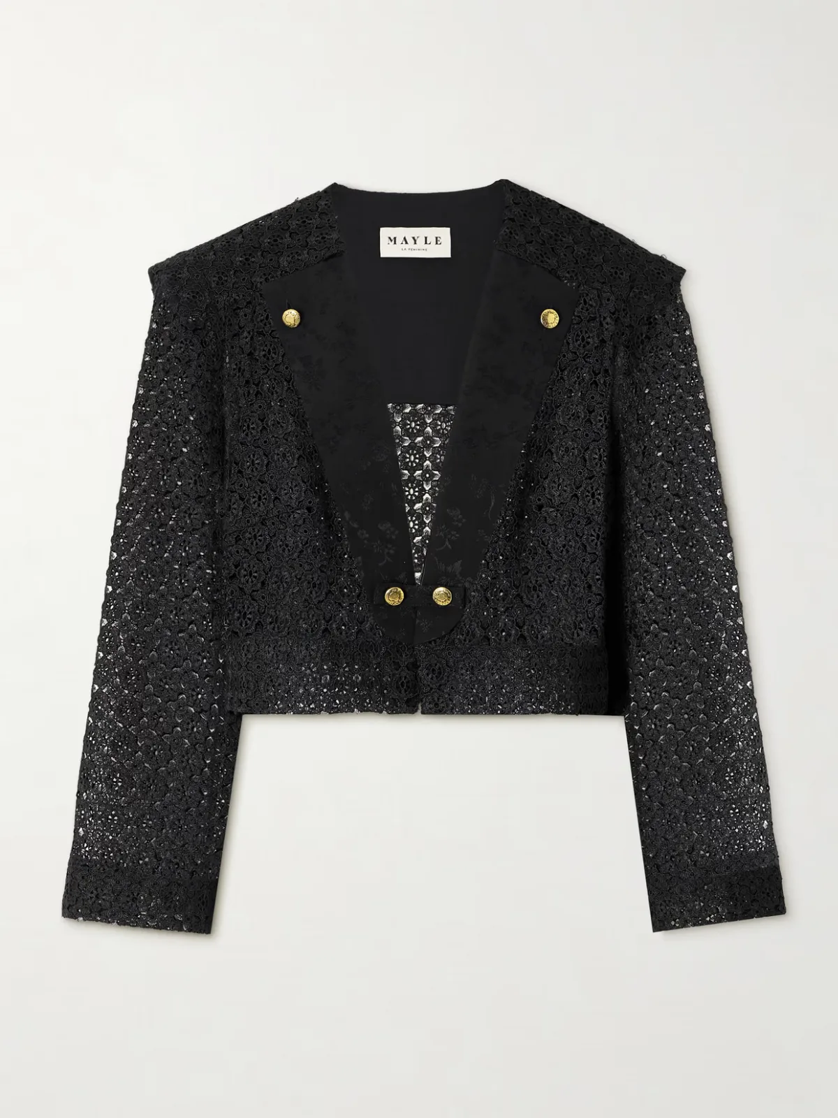 - Rae Cropped Silk Jacquard-trimmed Lace Jacket -