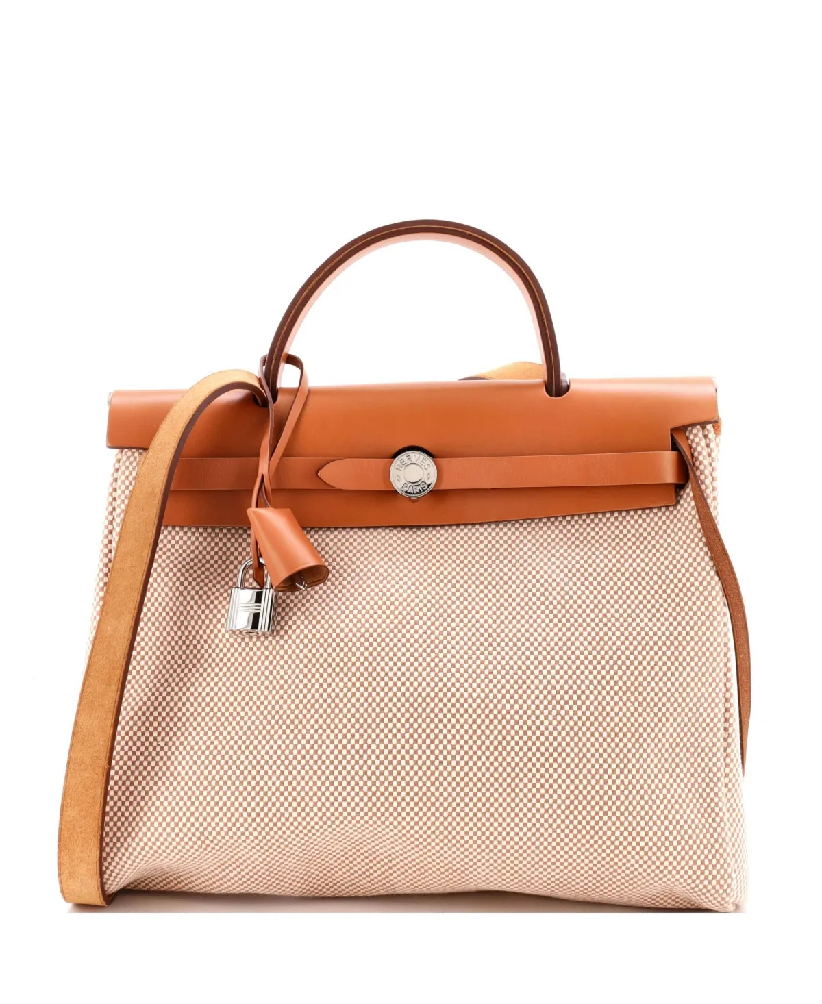 Pre-Owned Hermes 31 Herbag Zip Criss Viking Toile and Leather