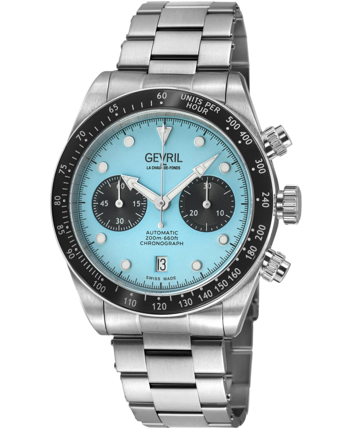 Barclay Swiss Automatic Silver Stainless Steel Bracelet Watch, 42mm by Gevril