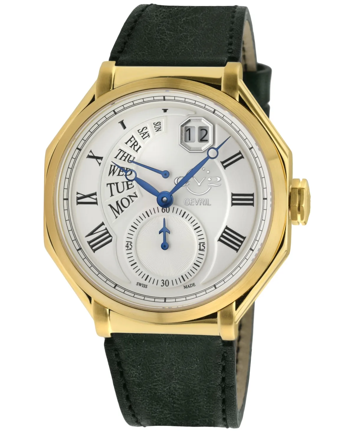 Swiss Quartz Marchese Italian Leather Strap Watch, 44mm by Gv2 by Gevril
