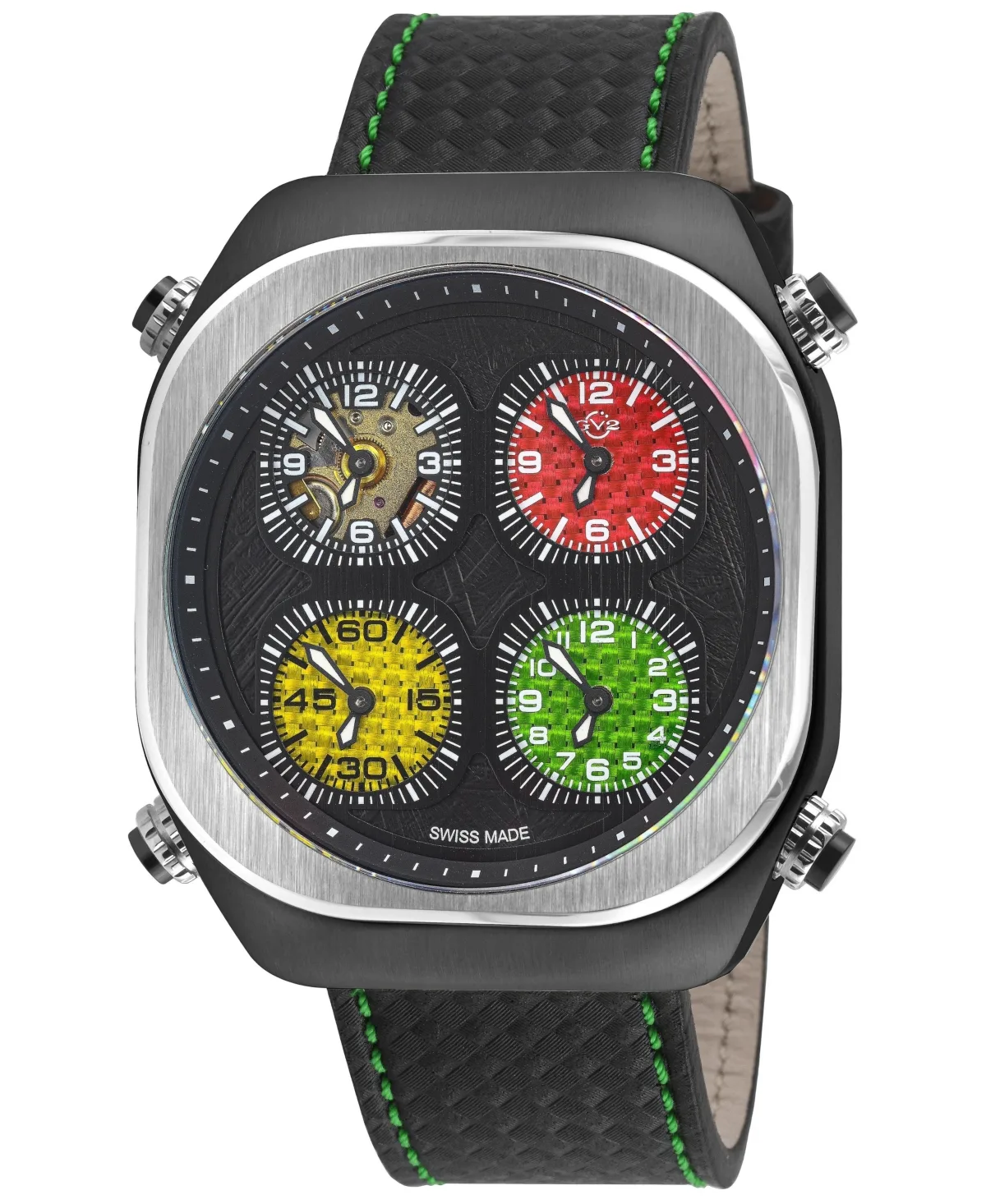GV2 by Gevril Quattro Swiss Quartz Italian Leather Strap Watch, 46mm by Gv2 by Gevril